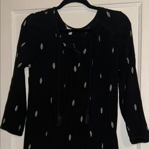 Sonoma Black Blouse with White Pattern